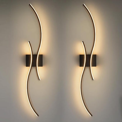 CANEOE Modern Led Wall Light, Black Indoor Led Wall Sconce Lighting, Bathroom Vanity Light Fixtures Over Mirror for Living Room Hallway Bedroom Bedside Wall Lamp (Black,3000K, 2 Packs,Hard-Wired)
