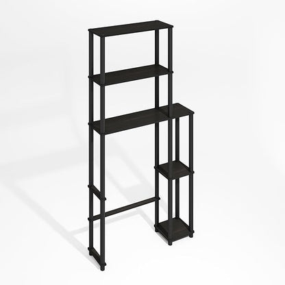 Furinno Turn-N-Tube Over The Toilet Storage, 5-Shelf Over The Toilet Organizer, Freestanding Space Saver Bathroom Shelf, for Bathroom Organizers and Storage, Black Espresso
