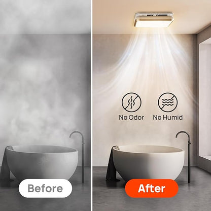 Consciot Bathroom Exhaust Fan with Light, 110/160 CFM Adjustable, 0.8/1.0 Sone, suitable for mounting hole 11.39 x 10.42 inches, Bath Ventilation Fan with 1500Lm LED Light 3CCT Selectable & Nightlight