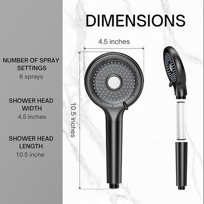 FEELSO Filtered Shower Head with Handheld, High Pressure Shower Filter Head | 15 Stage Water Softener Filters for Hard Water, Remove Chlorine & Harmful Substance, 6 Spray Mode, Hose & Bracket, 2 Filters