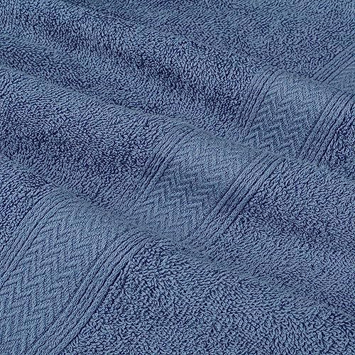HILLFAIR 100% Cotton 24 Piece Bath Towels Set for Bathroom - Wedgewood Blue