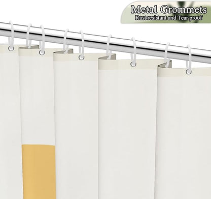 Boho Mid Century Shower Curtain Modern Abstract Sun Tropical Leaves Bathroom Curtain Set Neutral Minimalist Plant Waterproof Fabric Bath Decor with Hooks 60x72 inch