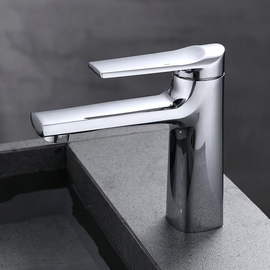 Bathroom Water Faucet Single Handle Faucet for Bathroom Sink 1 Hole Hot and Cold Chrome