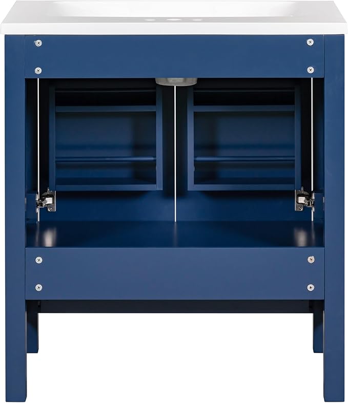 LUMISOL 30" Bathroom Vanity with Sink, Modern Bathroom Sink Cabinet with One Drawer, Soft-Close Doors & Adjustable Shelf, Freestanding Bathroom Storage Cabinet with Undermount Ceramic Sink, Blue