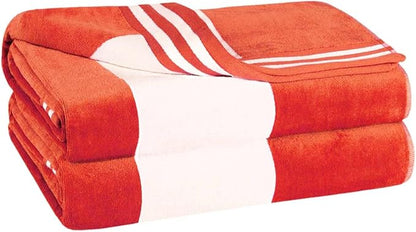 Superior Cotton Striped Beach Towels, Colorful Towels for Adult, Kid, Pool, Swimming, Sand, Travel, Large Oversized, Absorbent, Fast Drying, Bath Basics, Cabana Collection, Set of 2, Coral