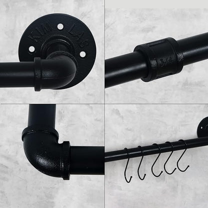 HouseAid 30 Inch Industrial Pipe Towel Bar, Farmhouse Iron Hand Towel Holder, Vintage Style Towel Rod for Bathroom, Wall Mounted, Matte Black (Hook Included)