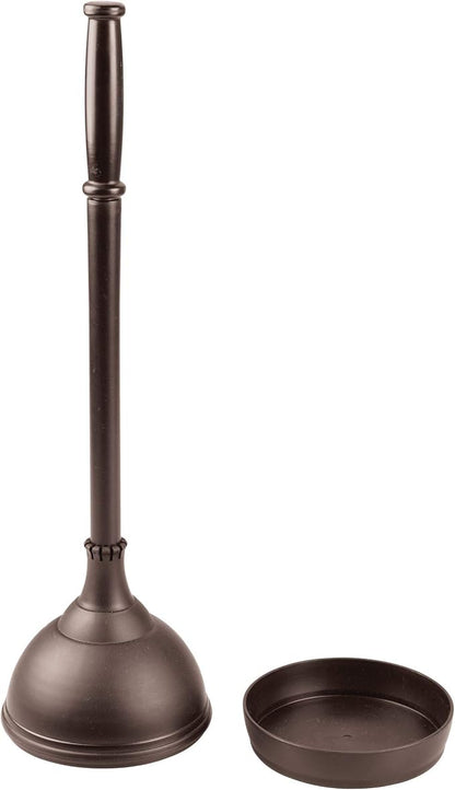 iDesign Kent Plastic Plunger with Cover Set, Bronze | 5.96" x 5.96" x 21.66", For Master, Guest, Kids', Office Bathroom, Cleaning and Storage