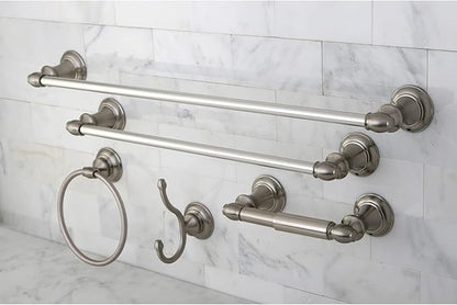 Kingston Brass BAHK2612478SN Provence 5-Piece 18-Inch and 24-Inch Towel Bars Bathroom Accessory Set in Brushed Nickel