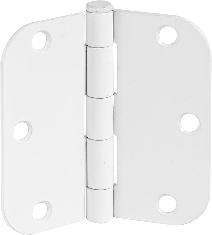 Door Hinges for Interior Doors 12-Pack 3.5-inch x 3.5-inch – Rounded 5/8-inch Radius Steel Door Hinge – Painted White – Fits Standard Doors – Design House 189787