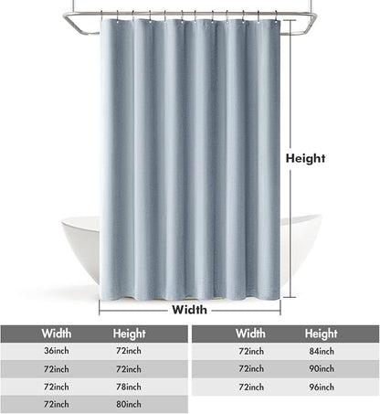 MIULEE 72 x 84 Extra Long Linen Shower Curtain Light Blue 12 Metal Hooks | Washable, Heavy Fabric Curtain Set, Waterproof Thick Cloth Shower Curtains, Bathroom Hotel Bathtub