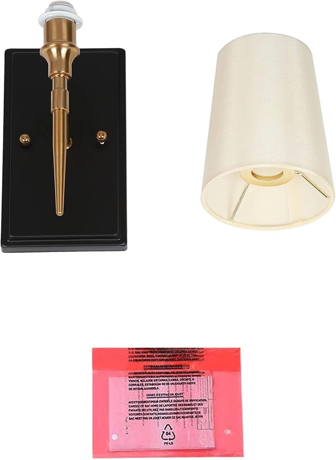 Black Gold Sconce, Modern Sconces Wall Lighting with Fabric Shade for Bathroom, Bedroom, Kitchen and Living Room