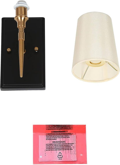 Black Gold Sconce, Modern Sconces Wall Lighting with Fabric Shade for Bathroom, Bedroom, Kitchen and Living Room