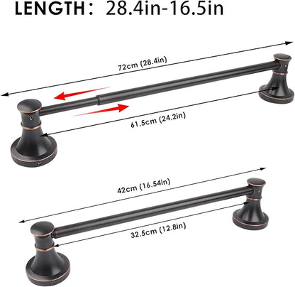 Adjustable Bronze 15 to 26Inch Bath Towel Bar Rack for Bathroom Towel Holder, Wall Mounted Rod Hanger Bathroom Hardware Accessories Hotel Style, Stainless Steel, Oil Rubbed Bronze