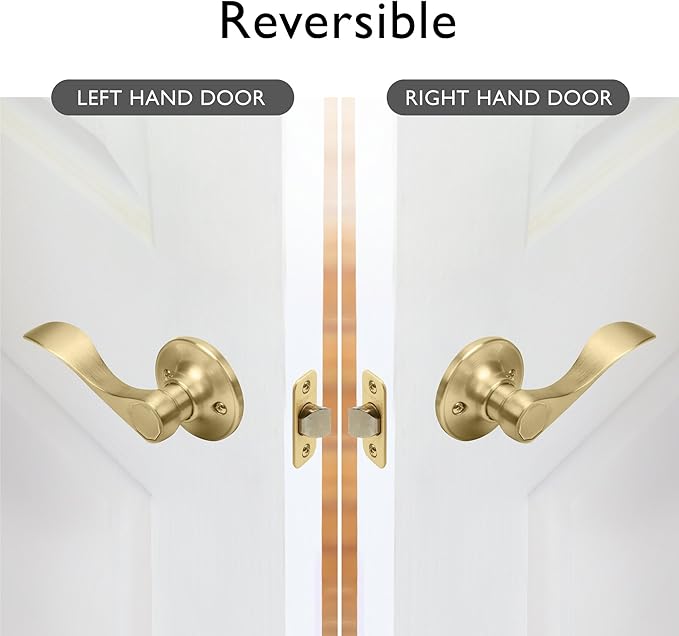 Design House Springdale Passage Hall Closet Interior Door Lever Handle Lockset, Non-Locking Handle Hardware, Satin Gold, 6.375 in x 1.94 in x 2.625 in, Item 728899