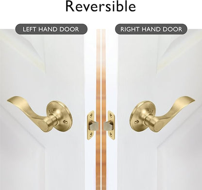 Design House Springdale Passage Hall Closet Interior Door Lever Handle Lockset, Non-Locking Handle Hardware, Satin Gold, 6.375 in x 1.94 in x 2.625 in, Item 728899