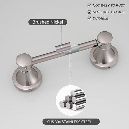 Bathroom Toilet Paper Holder Wall Mount Tissue Holder Brushed Nickel | Rustproof Toilet Tissue Roll Holder, Flexible Double Post Pivoting Handle, Bathroom Accessories SUS304 Stainless Steel