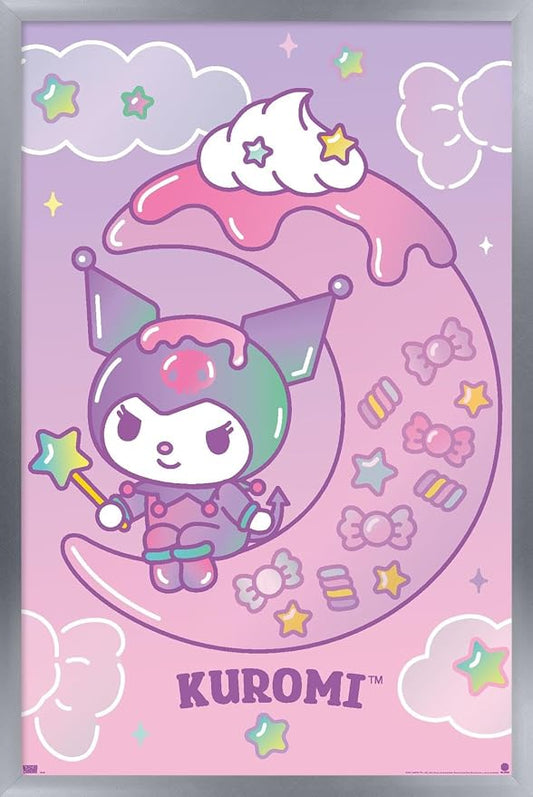 Hello Kitty and Friends: 24 Dreamland - Kuromi Wall Poster, 34L" x 22.4W", Silver Framed Version