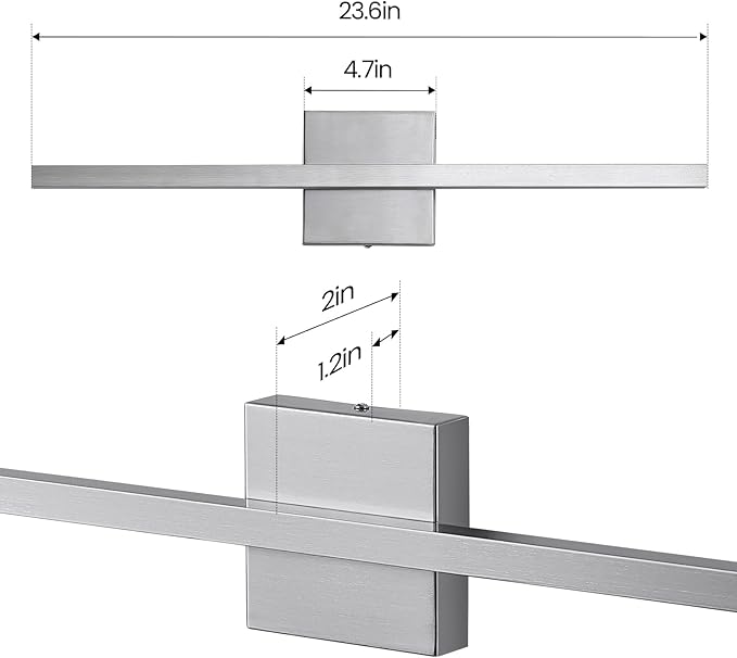 Brushed Nickel Vanity Light for Bathroom - 23.6inch Bathroom Vanity Light Fixture Dimmable 5CCT Modern Bathrooms Sconce 18W LED Bathrooms Wall Lighting Fixture Over Mirror