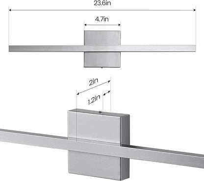 Brushed Nickel Vanity Light for Bathroom - 23.6inch Bathroom Vanity Light Fixture Dimmable 5CCT Modern Bathrooms Sconce 18W LED Bathrooms Wall Lighting Fixture Over Mirror