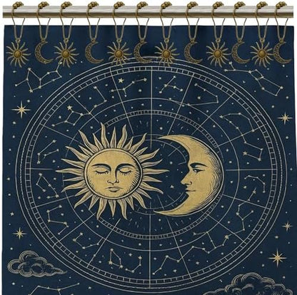 Celestial Shower Curtain Hooks 12 Pack of Sun and Moon Decor Theme Comes with a Bronze Shower Curtain Hooks for Celestial Boho Goth Witchy Shower Curtain (12)