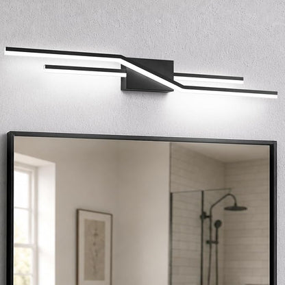 SOLFART Bathroom Lighting Fixtures Over Mirror 40 Inch Dimmable Matte Black Vanity Lights Modern Bathroom Light