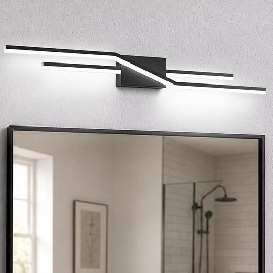 SOLFART Bathroom Lighting Fixtures Over Mirror 40 Inch Dimmable Matte Black Vanity Lights Modern Bathroom Light
