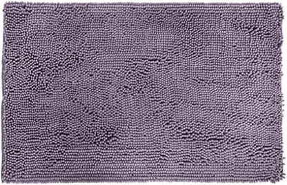 Amazon Basics Non-Slip Microfiber Absorbent Plush Shag Bathroom Rug Mat, Machine Washable, 21" x 34", Lavender (Pack of 12)