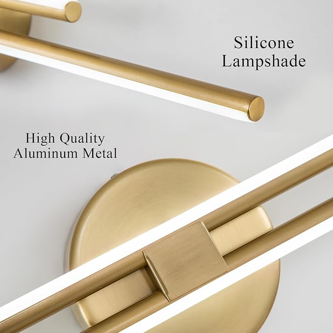EDISLIVE Dimmable Modern LED Vanity Light Fixtures Bathroom Vanity Wall Lighting, 31.5 in Mirror Vanity Lighting Fixtures for Bathroom Bedroom Makeup Living Room, Gold