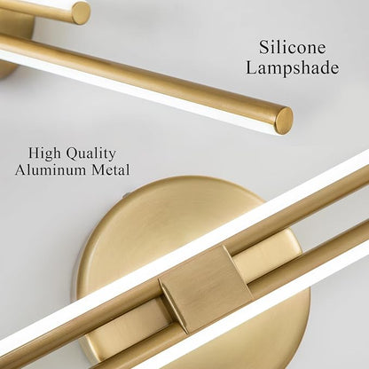 EDISLIVE Dimmable Modern LED Vanity Light Fixtures Bathroom Vanity Wall Lighting, 31.5 in Mirror Vanity Lighting Fixtures for Bathroom Bedroom Makeup Living Room, Gold