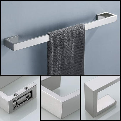 4 Pieces Bathroom Hardware Accessories Set Towel Bar Towel Holder Robe Hook Toilet Paper Holder Stainless Steel,Q8-P4BR