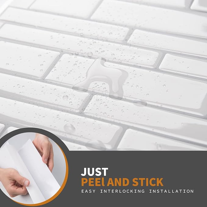 WOWSTAR 10-Sheet White Peel and Stick Backsplash Tiles for Kitchen, Marble Look Stick on Tiles for Kitchen, 12 inches x 12 inches | Peel and stick backsplash, self-adhesive wall tile, White, marble, waterproof, kitchen bathroom wall, 10-sheet, set A