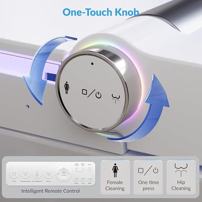 Smart Toilet with Bidet Built In, Heated Seat, Warm Water Wash & Dryer, Tankless Bidet Toilet with Foot Sensor & Night Light, Auto Open/Close Lid & Flush, Wireless Remote, 1.26GPF Water-Saving Design