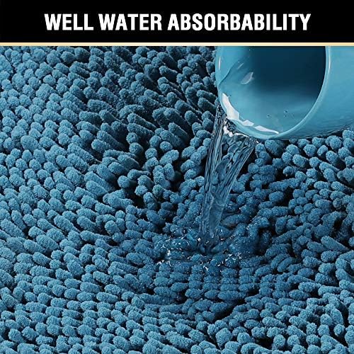 H.VERSAILTEX Bath Mat Bathroom Rug Bath Rugs for Bathroom Non Slip Bath Mats Extra Thick Chenille Rug 17" x 24" Absorbent Soft Shaggy Washable Dry Fast Plush Rugs for Bathtubs - Dark Teal