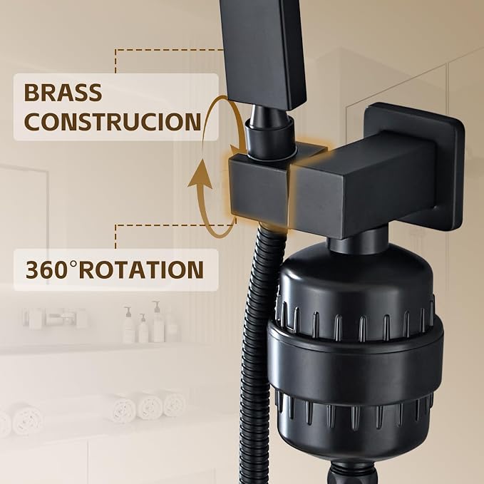 Handheld Shower Head，High Pressure Shower Head,Water Saving Detachable Shower Wand with Solid Brass Body and 5 ft Flexible Hose, Easy to Clean and Durable (Shower Head with Filter)