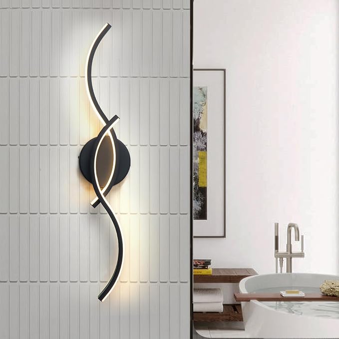 EDISLIVE 24 Inch Black LED Vanity Light, 15W Dimmable Modern Wall Sconce, 3000K Warm White Linear Fixture with Acrylic Strip Shade for Bathroom Mirror Bedroom Makeup