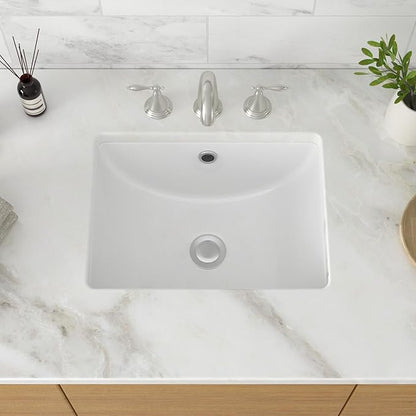 18 Inch Undermount Bathroom Sink - 18"x14" White Rectangle Porcelain Ceramic Sink with Overflow,Compact Undercounter Vanity Lavatory for Bathrooms