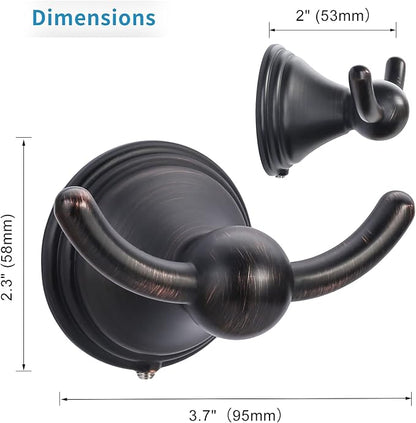 FILTA Bathroom Towel Hooks, Oil Rubbed Bronze Robe & Towel Hooks for Wall Mounted, Traditional Towel and Robe Hooks for Hanging Towels, Bath Towel Holder for Shower(4 Pack)