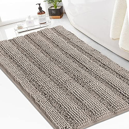 Turquoize Bathroom Rug 24"x36", Soft Absorbent Chenille Bath Rug, Taupe