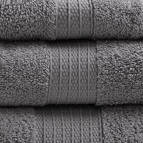 Madison Park Organic Cotton Bath Towel Set Absorbent, 6 Piece, Charcoal