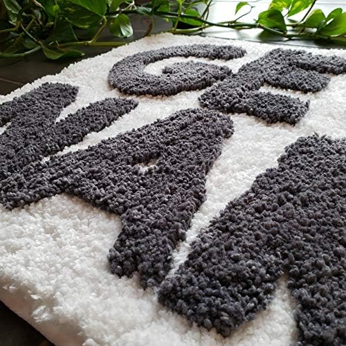 New Mungo Get Naked Bath Mat for Bathtub - Cute Bath Rugs for Apartment Decor - Bath Mats for Bathroom as Shower Floor Mat - Tufted Gray and White Bathroom Rug - 31" x 20"