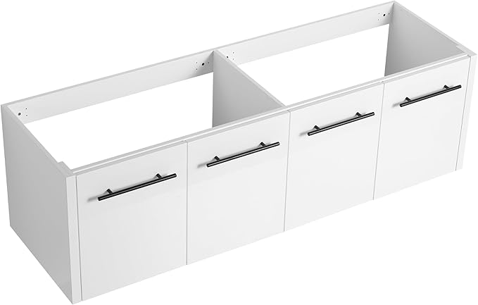 60 Inch Floating Bathroom Vanity,60" Bathroom Vanity Without Sink,Modern Bathroom Vanity Cabinet,White Wall Mounted Cabinet(Sink Basin Not Included)