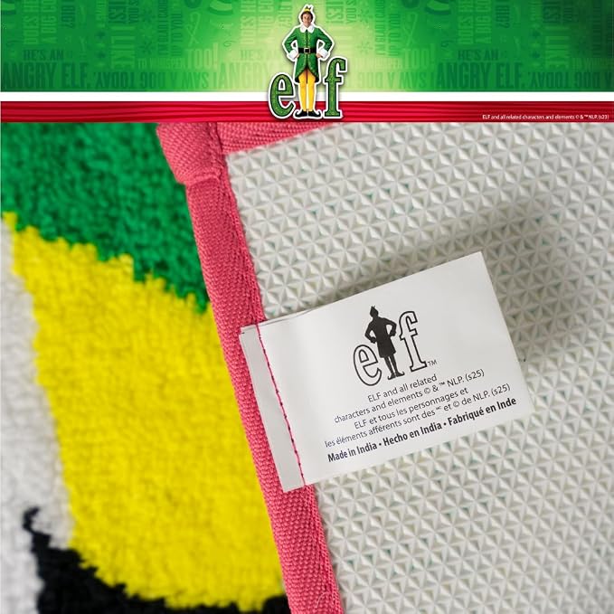Elf Movie Buddy Christmas Bathroom Mat Rug (17x24) - Non-Slip Plush Poly Knit Holiday Home Decor Accent - (Officially Licensed Product) By Franco Collectibles