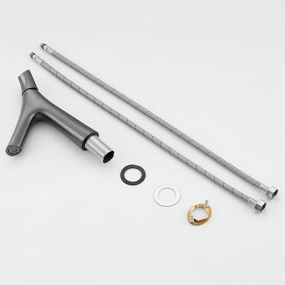 Faucet for Bathroom Sink Single Handle Bathroom Faucet 1 Hole Brass Hot and Cold Gun Gray