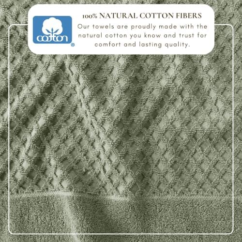 Great Bay Home Bath Towels - 100% Cotton 6 Piece Bath Sheet Set - Diamond Waffle Weave - Absorbent, Durable, Quick-Dry Towels for Bathroom (Eucalyptus)