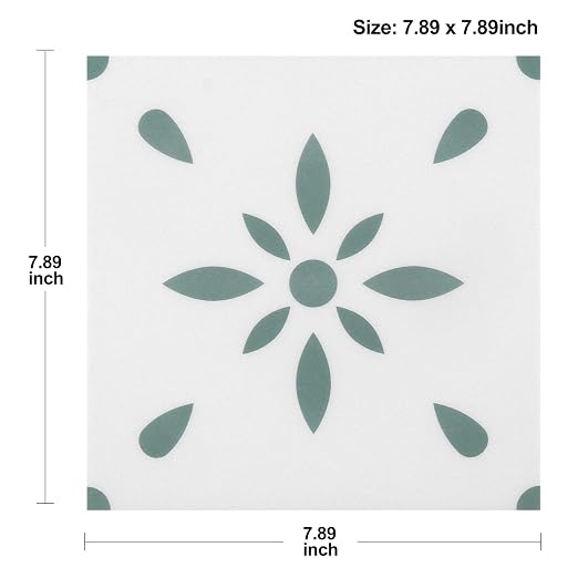 Peel & Stick Floor Tiles Self Adhesive Vinyl Flooring for Kitchen Bathroom Laundry Room Pet House Fireplace 20 Sheets 8"x8" Removable Floor Stickers Home Decor DIY (Light Green)