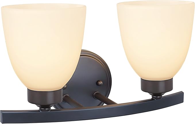Aspen Creative 62203-2, Two-Light Metal Bathroom Vanity Wall Light Fixture, 13" Wide, Transitional Design in Oil Rubbed Bronze, 2