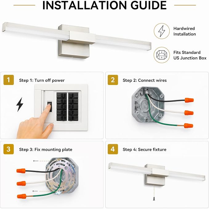 SOLFART Bathroom Vanity Light 32-Inch: Brushed Nickel LED Bar Dimmable 5 Color Temperature 360 Degree Rotation Bathroom Light Fixtures ETL IP44