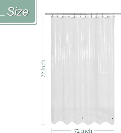 Mrs Awesome Clear Shower Curtain Liner with 3 Magnets, 72x72 | 12 Rustproof Grommets, Premium Flexible Sturdy Plastic Shower Curtain for Bathroom Lightweight, Waterproof,72W x 72H