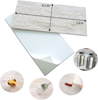 AULIGET 100-Piece Beige Slate Peel and Stick Backsplash Wall Tiles, 3" x 6" PVC Faux Stone Stick on Tile for Backsplash Kitchen, Bathroom, Laundry Room, Camper, Fireplace