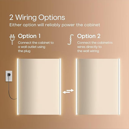 28x20 LED Lighted Bathroom Medicine Mirror Cabinet with Sockets & USBs, Anti-Fog Dimmable Light and Color Adjustment, Easy to Install, Moisture-Resistant Wood, Oak